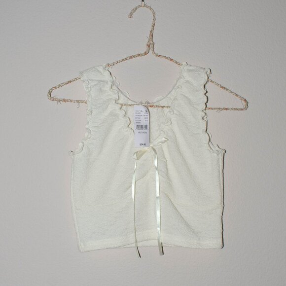 NWT PacSun John Galt Ruffle Trim Textured Tank Top - Picture 1 of 3